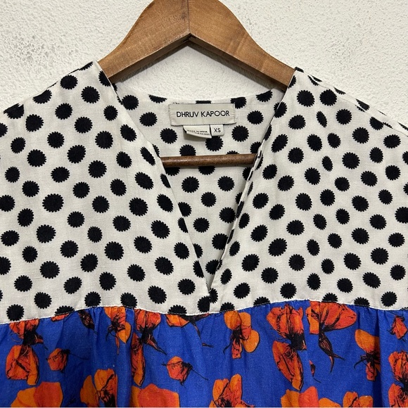 Anthropologie Dhruv Kapoor Polka Dot Floral Dress XS - Picture 5 of 7